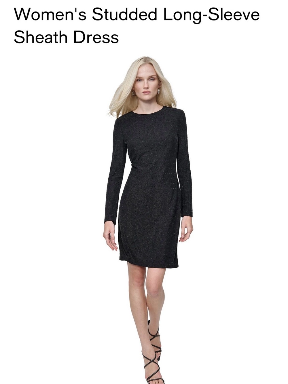 NWT DKNY Black Long-Sleeve Studded Shift Dress